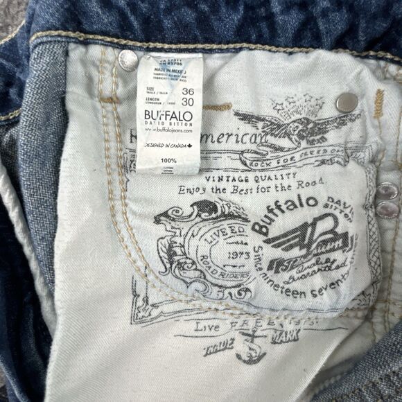 Buffalo David Bitton Jeans Mens 36x30 Blue Six Basic Slim Straight Denim Cotton - Picture 6 of 9